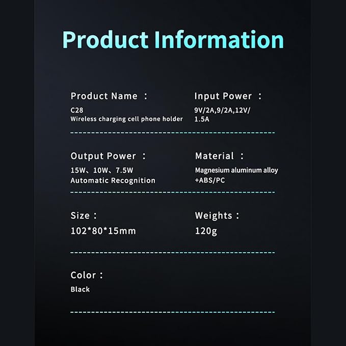 15W Car Phone Holder Wireless Charger - Auto Sensing Clamping 3-Axis Adjustable 360° Rotation Fast Charging Phone Holders for Your Car Vent Clip Slim Design with Unisex for iPhone Android Samsung