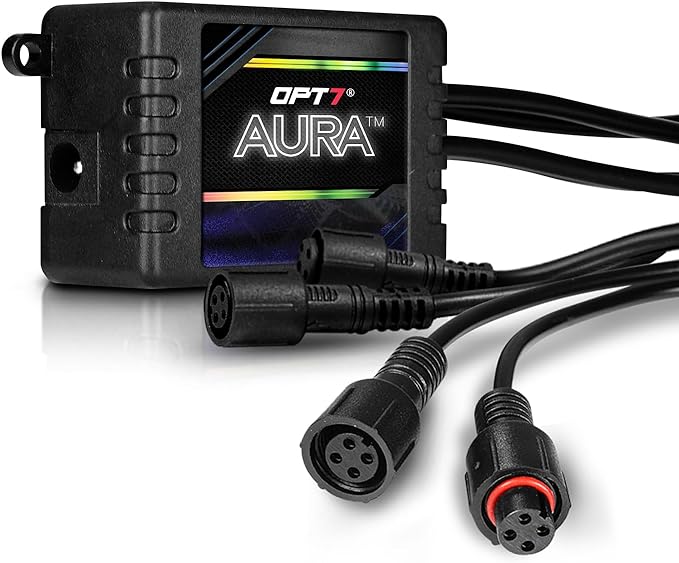 OPT7 Aura Original Control Box O with SoundSync, for Aura Car Interior LED Lights & Boat LED Lights with 4 Pin RGB Round Waterproof Connector