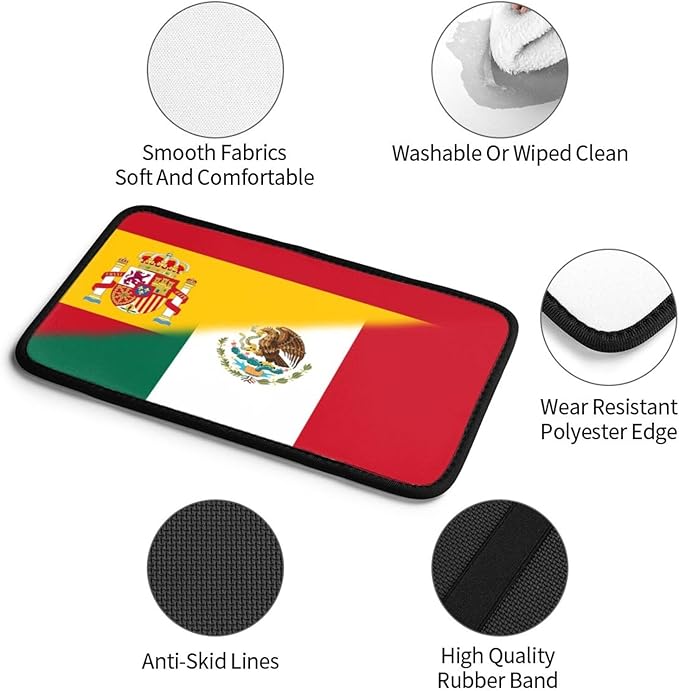 Spanish Spain Michoacan Mexico Mexican Flag Auto Center Console Armrest Cover Car Handrail Box Cushion Pad Mat Universal Fit Most Vehicle Sedan Truck SUV Soft Comfort Decor Accessories