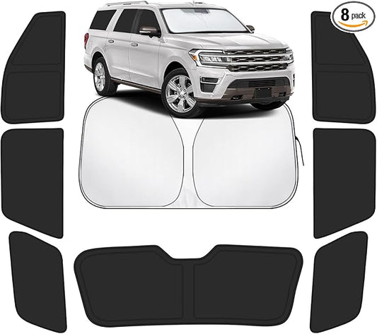 Car Window Shades Intended for Ford Expedition 2018-2024, Privacy Window Covers 8PCS for Side, Rear & Windshield, Car Shield Sunshade for Privacy Protection, Heat Blocking, Camping and Parking