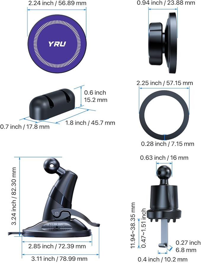 [True Upgraded Military-Grade] Phone Holder for Magsafe Car Mount 360° Rotating Vacuum Suction Dashboard, 2800gf Strongest Magnetic Windshield Phone Mount for iPhone 17 Pro Max 16 15 14, Indigo Blue
