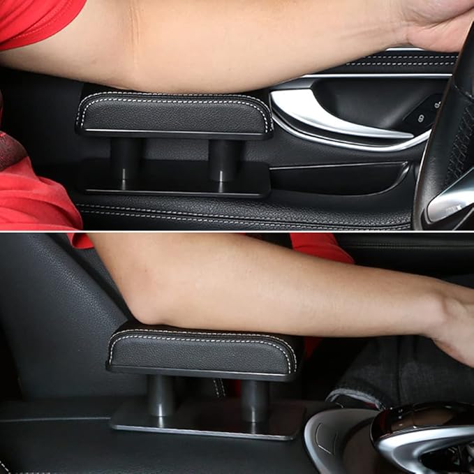 Car Driver Arm Pad Cushion, Car Center Console Elbow Cushion Pad Car Door Armrest Rest Pad Adjustable Height Comfort Universal Fit for Most Car, Solid Black