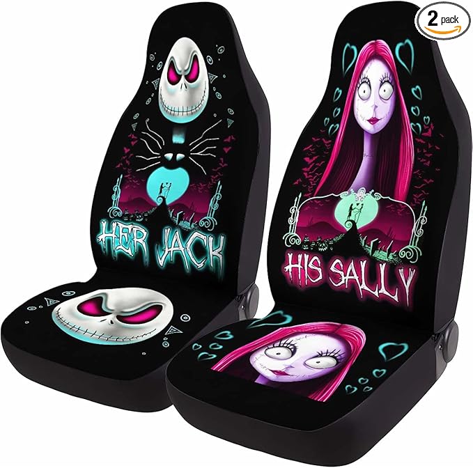GENANY Nightmare Couple Car Seat Covers Set of 2, Horror Breathable Front Seat Covers for Truck Sedan SUV, Couple Car Accessories, Horror Gift for Women Men
