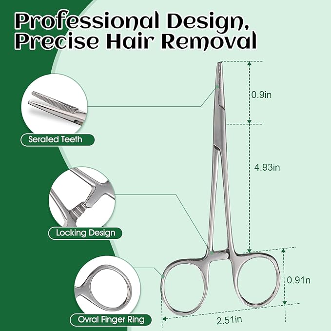 Dog Ear Plucking Powder & Hair Removal Tool Kit – 30g Dog Ear Powder for Hair Removal, 5.5" Hemostat Ear Hair Removal Tool – Helps Reduce Wax & Odor – Ear Grooming Kit for Dogs
