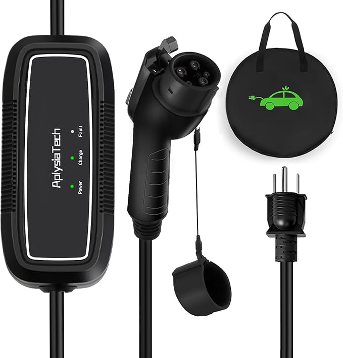 Portable EV Charger Level 1, 15Amp 110V, Electric Vehicle Charger with 21Ft Extension Cord,NEMA 5-15P for Plug-in Home EV Charging Station,Compatible with SAE J1772 EVs(Tesla Need Adapter)
