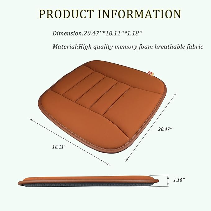 Car Seat Cushion Pad for Driving, Chair Cushion for Office/Truck with Memory Foam, Seat Cushion Comfortable and Durable,Coffee