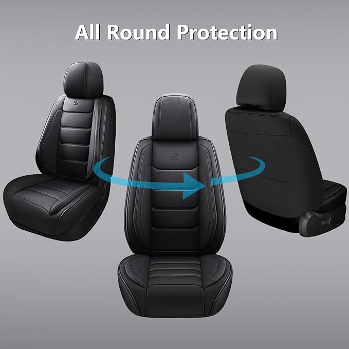 Full Coverage Faux Leather Car Seat Covers Full Set,Automotive Seat Covers for Cars,SUVs Pick-up Truck, Car Seat Cushion, Black Seat Covers,Front Seat Cover,Car Seat Protector