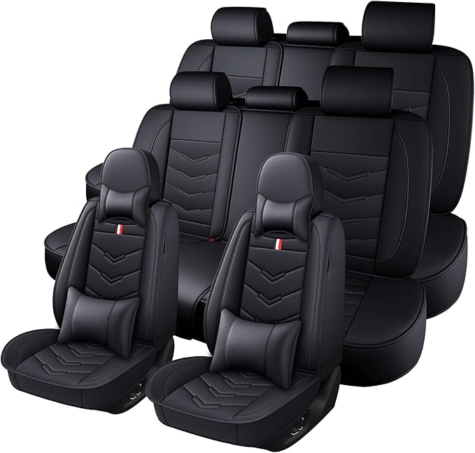 Car Seat Cover 8 Seats for Hyundai Palisade 2020-2025, Durable Wear Resistant Waterproof Sport Seat Cover, Breathable No Odor Premium Leather Vehicle Seat Covers.(Luxury,Black)