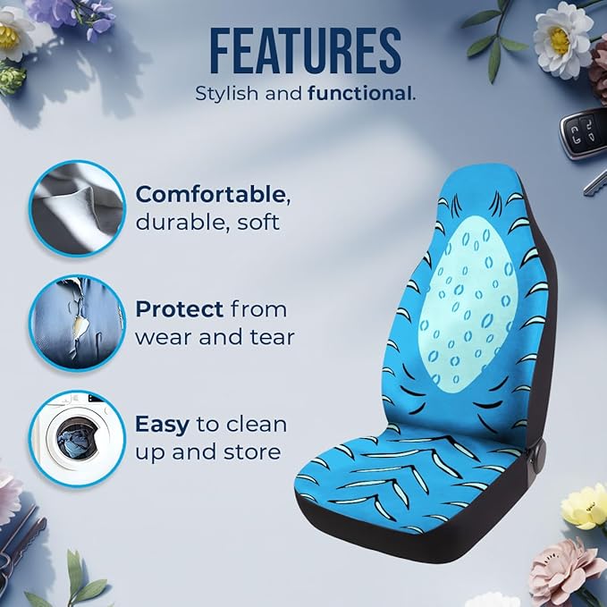 GENANY Kpop Blue Tiger Car Seat Covers Set of 2, Breathable Front Seat Covers for Truck Sedan SUV, Kpop Anime Car Accessories, Kpop Gift for Women Men