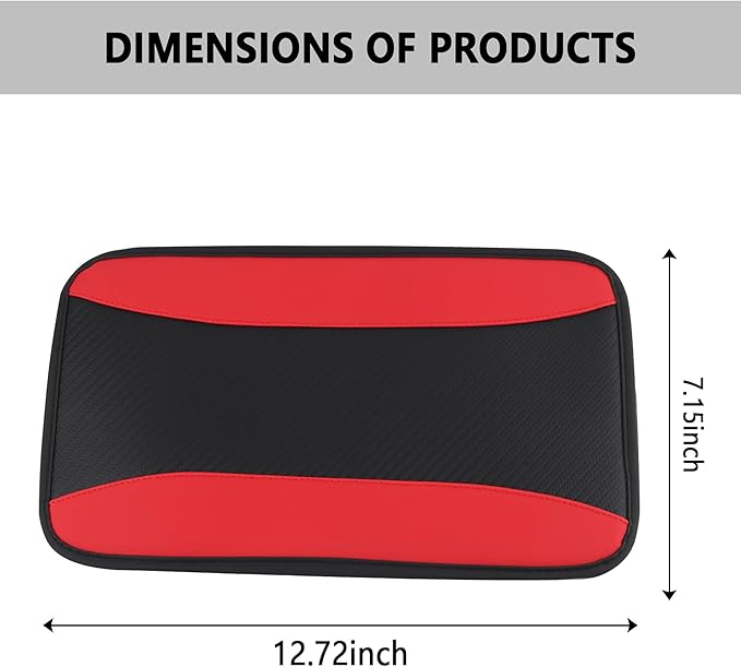 Stylish Car Center Console Cover,PU Leather Car Armrest Cover Prevent Scratches on Center Console,Universal Car Armrest Cushion Car Accessories Interior for Car SUV Truck (Red)