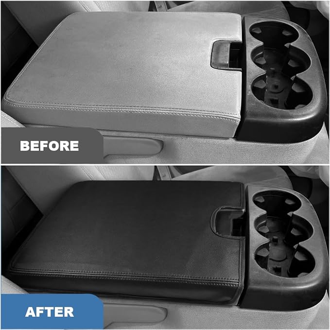 DEYTOP Center Console Cover for Chevy Silverado & Tahoe 2007-2013 Console Armrest Cover for GMC Sierra 2007-2013 Car Cushion Protector Pad ( Jump Seat Console ONLY) (Black Stitching, 07-17 JUMP SEAT)