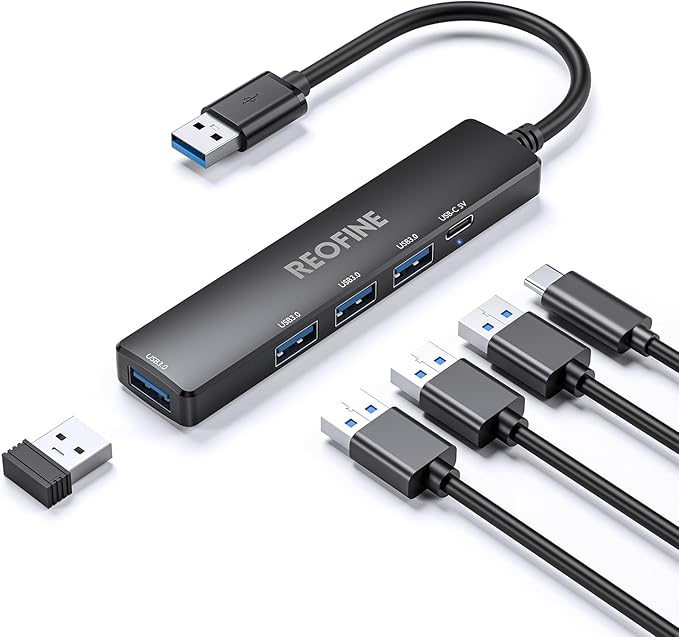 5-Port Powred USB 3.0 Hub,USB Hub Splitter,Portable USB Adapter Mini Multiport Expander for Desktop, Laptop, Gamepad,U Disk, Printer, Mouse, Keyboards