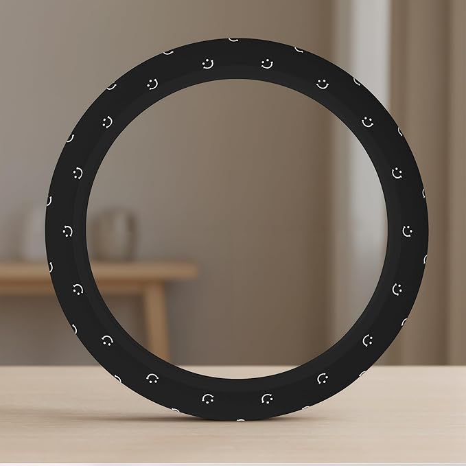Soft Cloth Steering Wheel Cover Cute Black Fabric Car Wheel Covers Breathable Washable Car Accessory Cool in Summer Universal 14.5 15 Inch