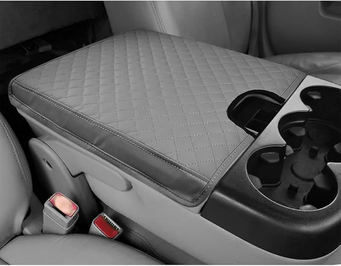 DEYTOP Center Console Cover for Chevy Silverado & Tahoe 2007-2013 Console Armrest Cover for GMC Sierra 2007-2013 Car Cushion Protector Pad (Jump Seat Console ONLY) (Gray with Pad, 07-17 Jump SEAT)