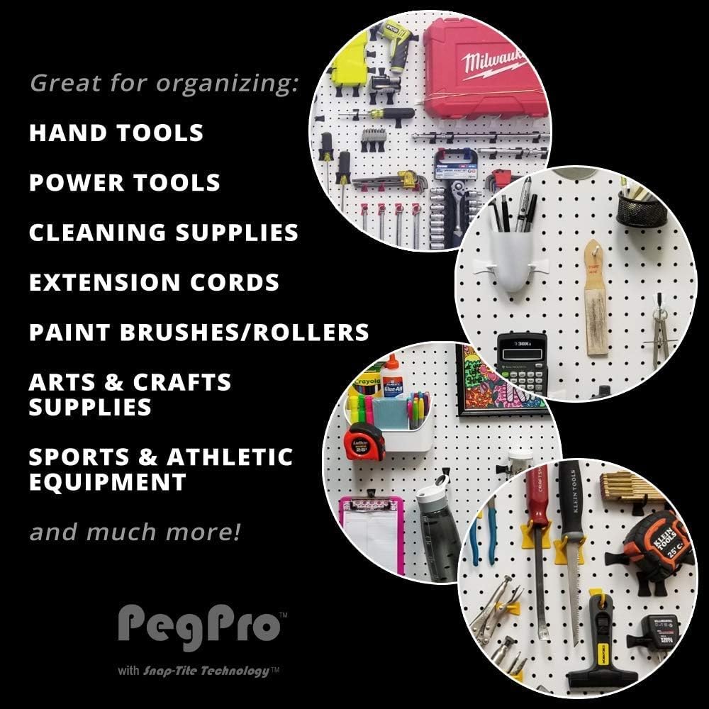 PegPro® J Hooks Kit for Standard “Wood Fiber” pegboard – Durable Plastic Pegboard Hooks - for Garage, Kitchen, Craft Room, and More (J Hook - 24 Pack, Caribbean)