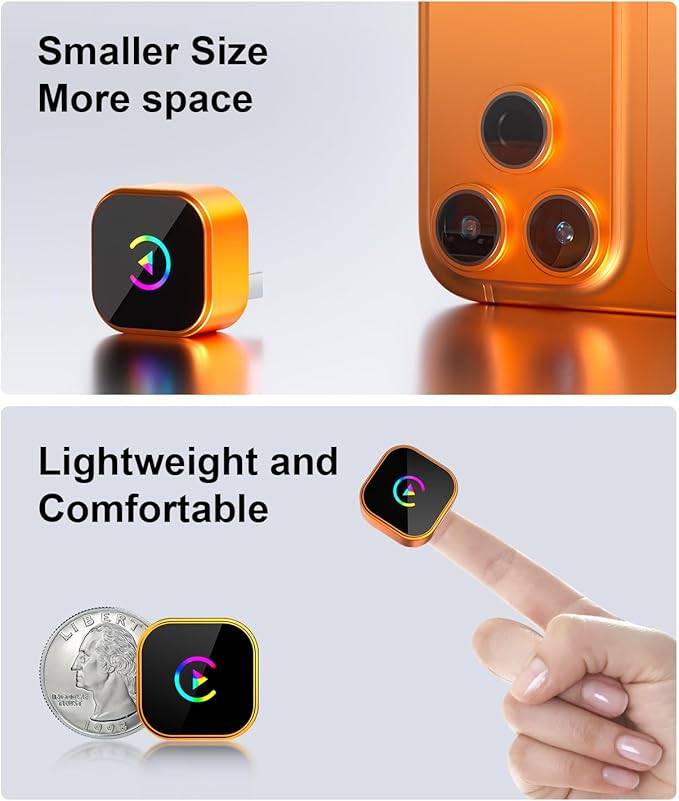 Wireless CarPlay Adapter 2026 Upgraded for iPhone＆Android,2in1 Mini CarPlay Wired to Wireless with Fast Stable Connection,Plug & Play,WLAN Dual-Band 2.4G+5.8G,No Delay,USB-A/USB-C