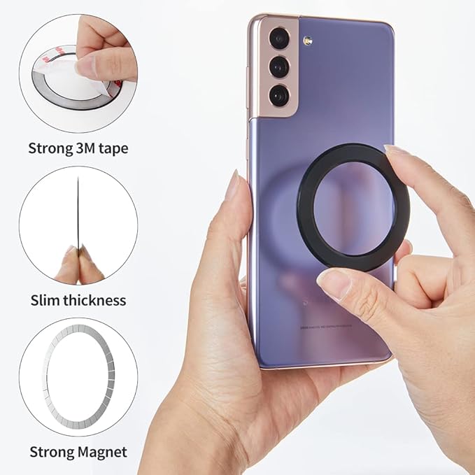 Sinjimoru for MagSafe Sticker, Magnetic Ring for Phone Case, Adaptor for MagSafe, 1000g Magnet Strength, Wireless Charging, M-Ring Plate White