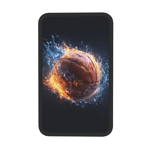 Basketball with Fire and Water Car Auto Armrest Cushion Cover Accessories Center Console Seat Box Pad Protector Universal Decoration for Most Vehicle SUV Truck