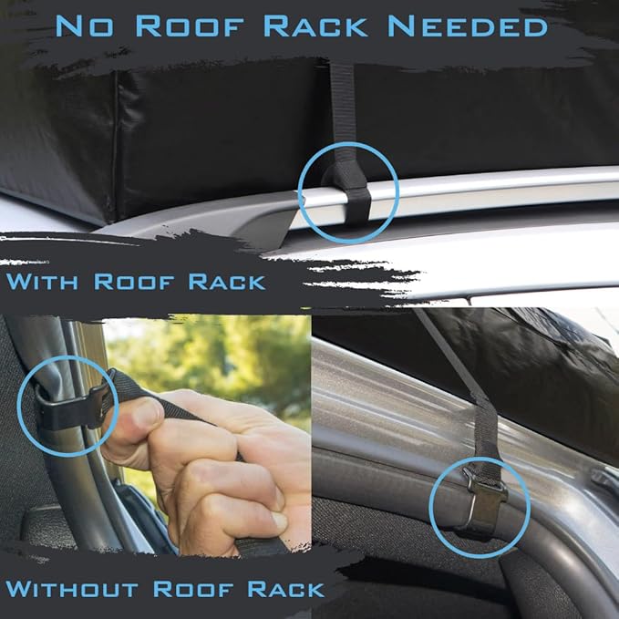 Voyager Waterproof Rooftop Cargo Roof Bag, No Roof Rack Needed UV-Protected PVC Semi-Coated Mesh, Welded Seams, Water Seal Zipper, (10 Cubic Feet - Sprint)