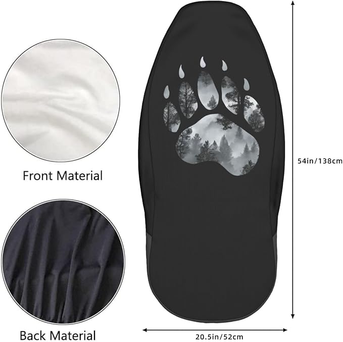 Delerain Car Seat Covers Set 2Pcs, Bear Paw Universal Front Car Seats Vehicle Enterior Protector Suitable Fits Most Car Auto SUV Sedan Truck