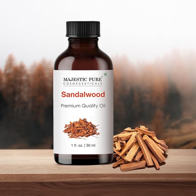 Majestic Pure Essential Oil with Glass Dropper - 100% Pure and Natural - Essential Oils for Diffuser, Aromatherapy, Soap and Candle Making, Sandalwood Essential Oil, Sandalwood Oil, 1 Fl Oz