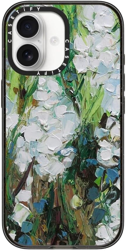 CASETiFY Impact iPhone 17 Case [Slim/Compatible with Magsafe / 8.2 ft. 4X Military Grade Drop Protection] - Wild Squill Flowers - Clear Black