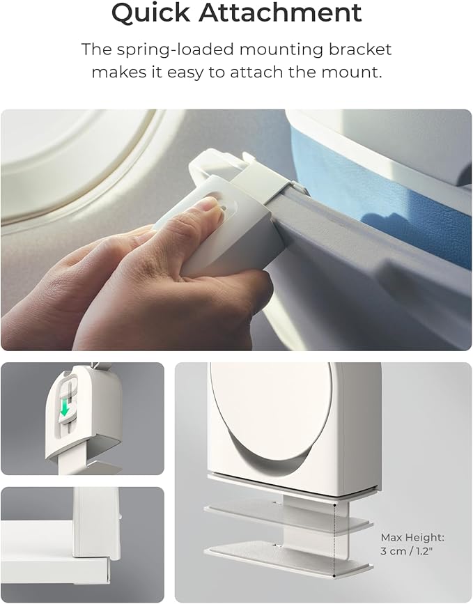 iOttie Treker Travel Essentials Magnetic Airplane Phone Holder with 360° Rotation Swivel Head and Magnetic Ring Adapter for Universal Compatibility with MagSafe, Qi2, iPhone, and Android Smartphones
