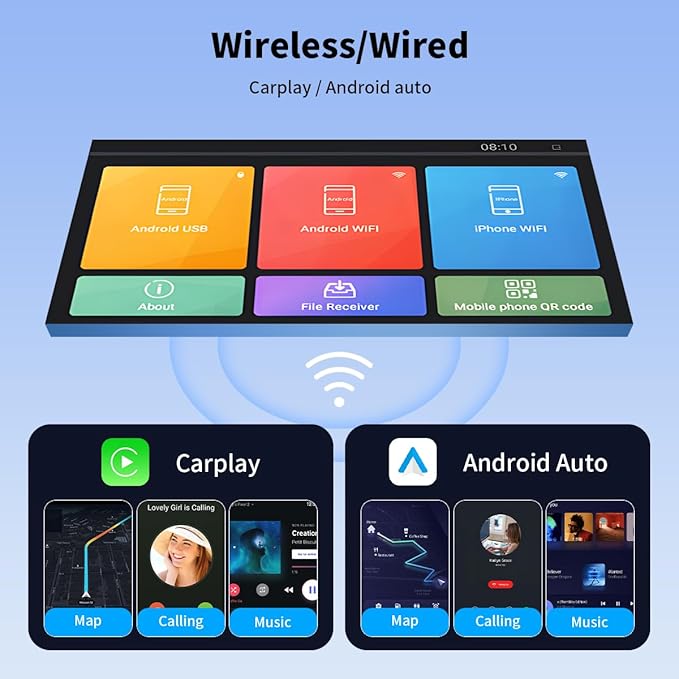 Worldlinkit 2 in 1 Wireless CarPlay and Android Auto Adapter, Supports 1000+ Car's with Built-in Wired CarPlay/Android Auto, No Delay, Stable Connection, Stable Connection Compatible with iOS 10+