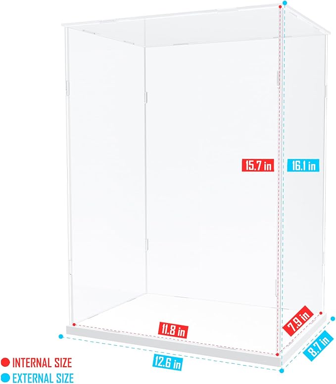Choowin Acrylic Display Case for Lego Camera 43230 for Lego Guitar 21329 for Lego Optimus Prime 10302 Thickened Clear Acrylic Display Cases for Collectibles Assemble Dustproof Display Box(White Base)