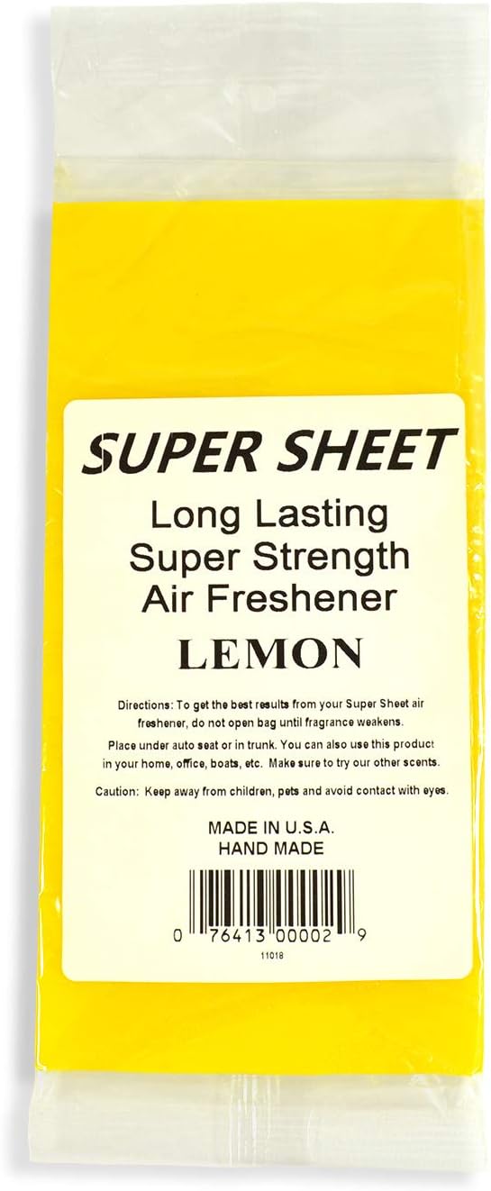 Super Sheet Small (7.5"x3.75") Under Seat Car Air Freshener (Lemon)