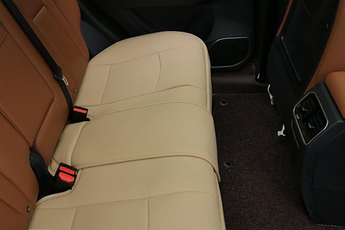 EDEALYN® 1 Pack Scalable (124-140cm) Back Seat Cover Car Seat Cover Seat Protector Rear Seat Bottom Cover Fits 90% of car - for Seat Bottom Only (Tan - Rear seat)