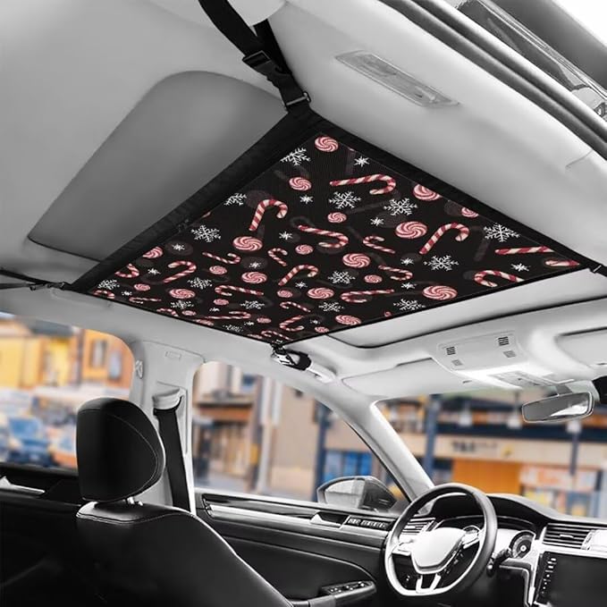 Candy Snowflake Car Roof Storage Bag Car Seat Storage Hanging Bag Premium Car Seat Organizer One-Size-Fits Tidy Pouch Pocket Storage for Small Items