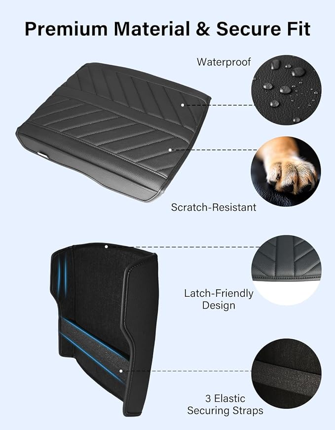 Center Console Cover Compatible with 2019-2026 Dodge RAM 1500 2500 3500 Accessories, Vinyl Leather Middle Console Cover Cushion Pad, Anti-Scratch, Black(Floor Console Bucket Seat Only)