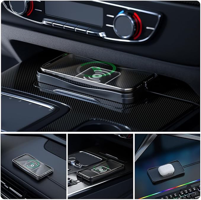 Wireless Car Charger Pad for Tesla Model S 2012-2016 2017-2021 2022-2026, Type-C/USB 20W Car Wireless Charger Non-Slip Phone Charging Pad Car Accessories,A 30cm Cable Type-C Plug