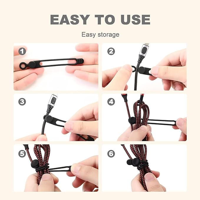 Data Cable Organizer, 2026 Upgrade Silicone Headphone Organizers, Silicone Cable Ties Reusable Cable Management Organizers Multipurpose Elastic Cord Organizer for Bundling and Fastening Cables (10Pcs)