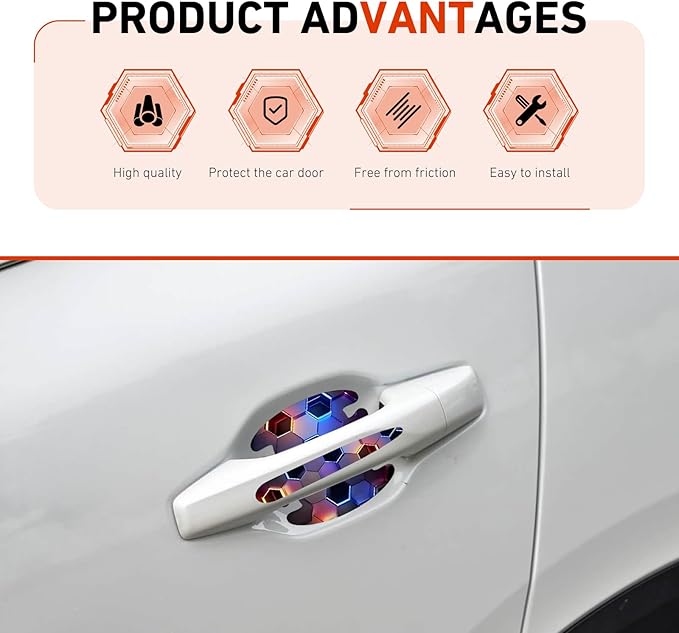 8 PCS Car Door Handle Scratch Protectors, Scratch-Proof Door Cup Protectors, Automotive Door Handle Paint Protective Film, Universal for Most Cars (Style 5)