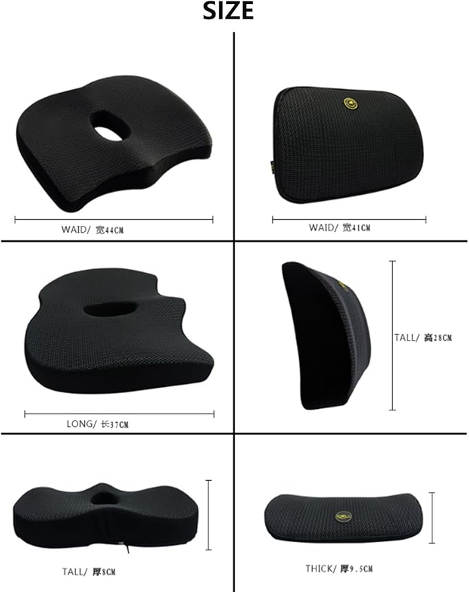 Heightening Wedge Car Seat Cushion Pad for Driving with Comfort Memory Foam, Curved Design Closely Adheres to the Lumbar Spine and Buttocks, Relieving Fatigue Broader Vision (Waist Cushion,Light grey)