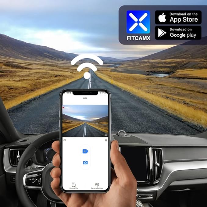 Fitcamx Front 4K+Rear 1080P Dash Cam for 2017-2021 Volvo S90 V90, 2018-2021 XC60 T5 T6 (Model A), Integrated OEM Look, Dual HD Video, Loop Recording, WiFi & APP, G-Sensor, Easy to Set, 128GB Card