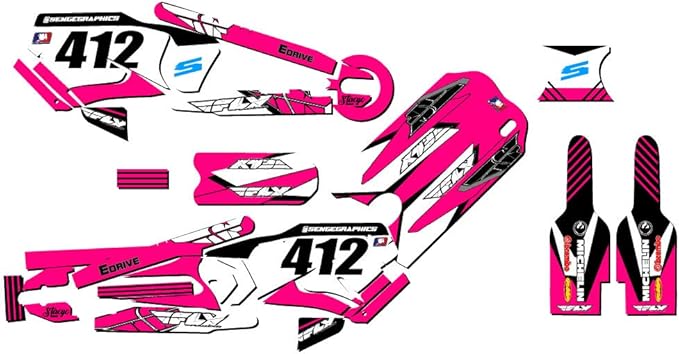 12eDRIVE Fly Racing Pink Senge Graphics Kit Compatible with Stacyc