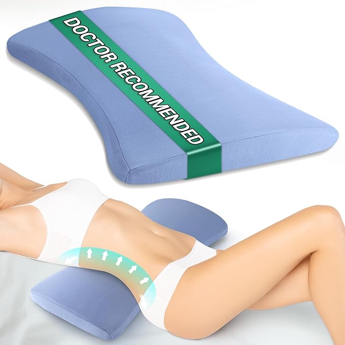 Lumbar Support Pillow for Bed: Memory Foam Lower Back Pain Relief Pillow for Sleeping, Ergonomic Waist Pillow for Side & Back Sleepers, Sciatica & Hip Pain Relief with Wedge Body Positioner Covers