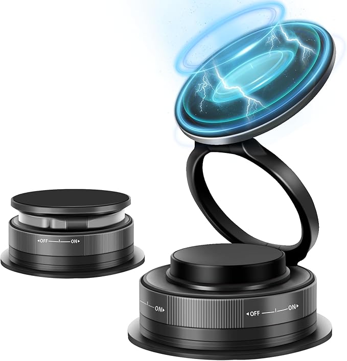 Magnetic Phone Holder for Car 360° Adjustable & Foldable Car Phone Holder Compatible MagSafe Hands-Free Suction Cup Phone Mount for iPhone & Android & All Vehicle/Car/Gym/Mirror
