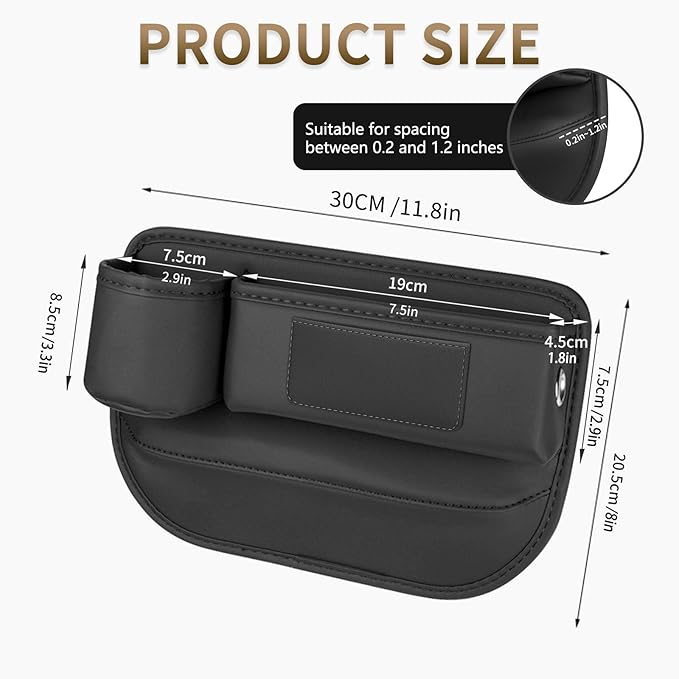 Kwak's Car Seat Gap Filler Organizer (2PC) – Fits 0.2"-1.2" Gap Premium Leather Car Console Organizer for Phone/Keys – Universal Front Seat Organizer for Car SUV Truck (Red)