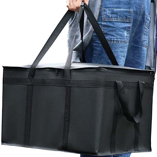 musbus 4 PACK catering bag for doordash 24W x 15H x 14D XXXL Insulated Food Delivery Bag Cooler Bags Keep Food Warm Catering Therma Cooler Bags Therma Shopper hot Black 24W x 15H x 14D hot boxes
