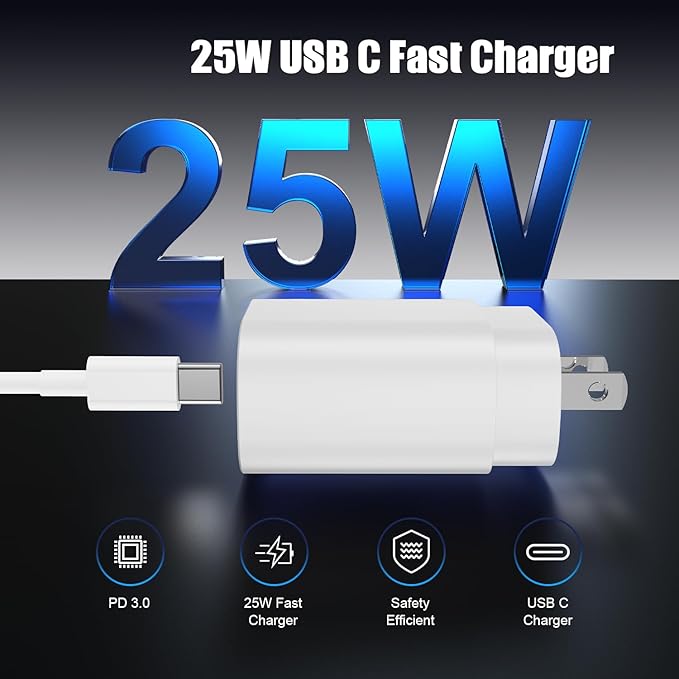 Essri 25W for iPhone 16 15 Charger Fast Charging,4 Pack USB C Wall Charger Block with (6 ft+10 ft) x2 Long USB C to C Cable for iPhone 16/15 Pro Max/Plus,for iPad Pro/Mini,White