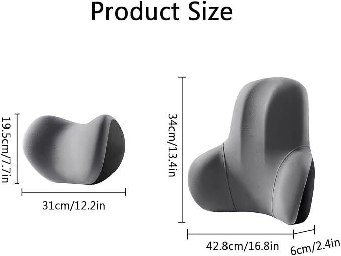 Car Headrest & Lumbar Support Cushion, Car Headrest Pillow, Ergonomic Car Seat Lumbar Cushion for Pain Relief, Memory Foam & Breathable Removable Cover, Car Neck Pillow for Driving, Traveling (Black)