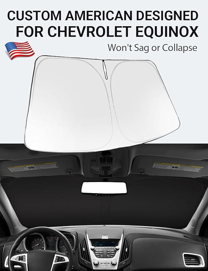 Proadsy 2026 Upgrade Windshield Sun Shade Custom Fit 2010-2017 Equinox Foldable Front Sunshade Protector Sun Visor Blocks UV Rays Keep Car Cooler