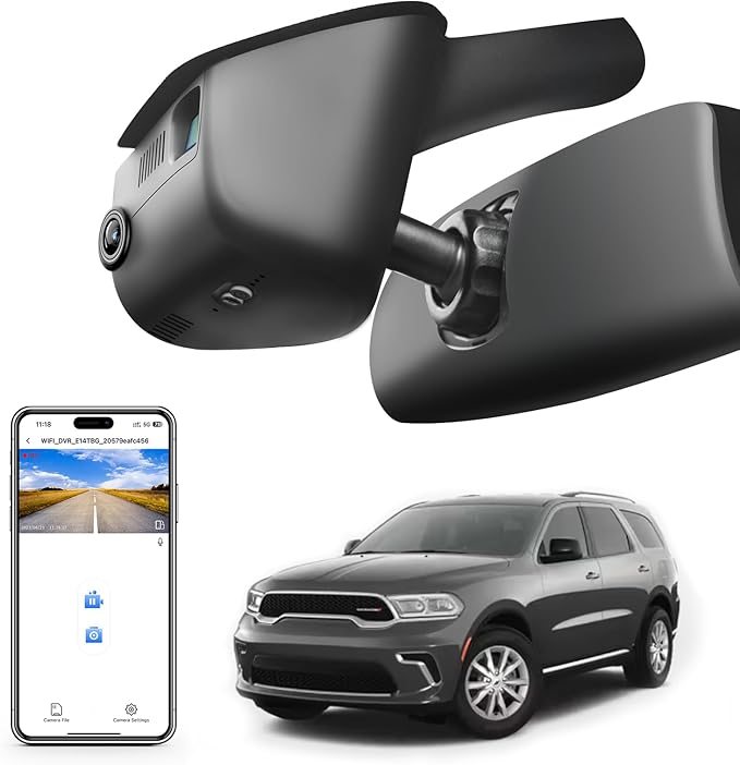 Mangoal 4K Dash Cam Custom Fit for Dodge Durango 2016 2017 2018 2019 2020 2021 2022 2023 2024 2025 2026 (Model B), GT R/T SRT SXT,Integrated OEM Look, UHD 2160P, WiFi & App, 64GB Card