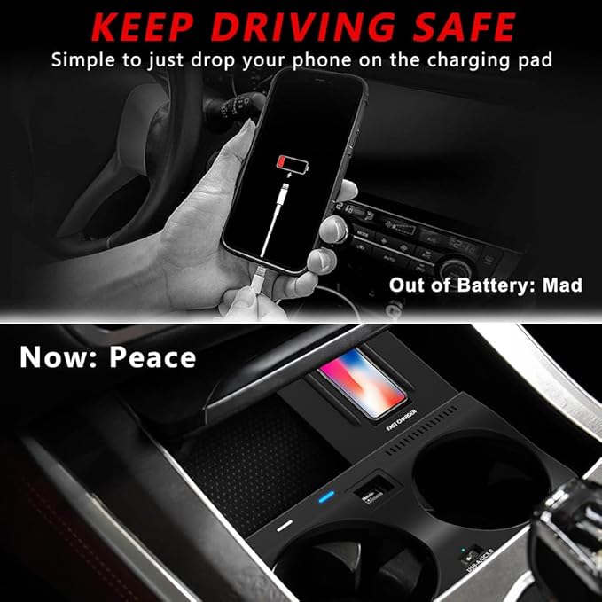 Wireless Car Charger Compatible with BMW X5/X5M X6/X6M 2019 2020 Center Console Accessory Panel, 15W Qi Fast Charging Phone Charger Pad for BMW G05/G06 (Support Original Car with NFC)