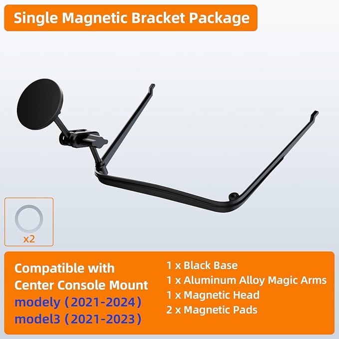 Center Console Mount, Magnetic Phone Holder for Tesla Model 3 (2026-2024 New Gen),Aluminum Alloy Bracket, Glue-Free Installation (Model 3 (New Gen)-Single Magnetic Mount)