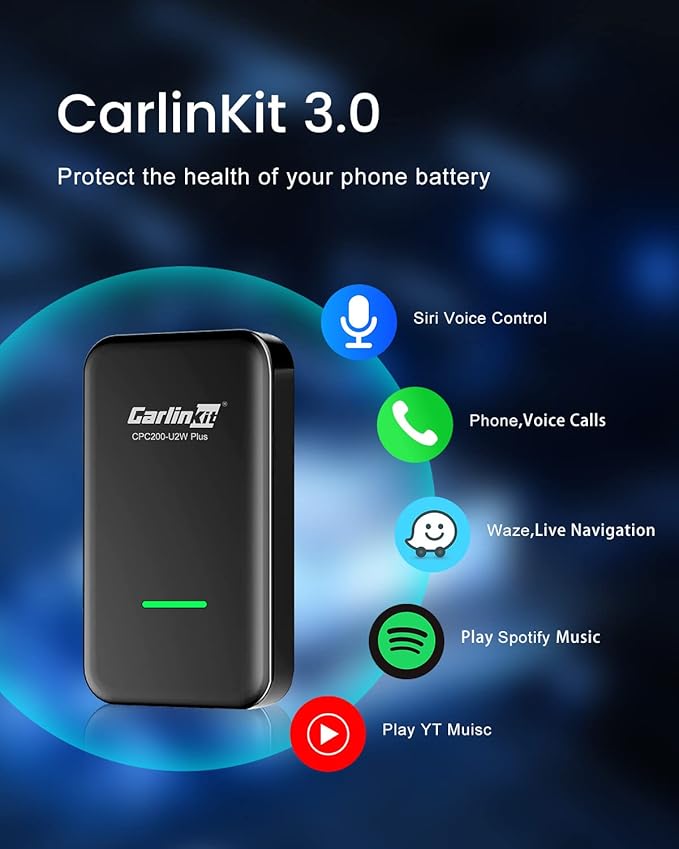 Carlinkit 3.0 Wireless CarPlay Adapter USB for Factory Wired CarPlay Cars (Model Year: 2015 to 2026), Wireless CarPlay Dongle Convert Wired to Wireless CarPlay
